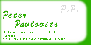 peter pavlovits business card